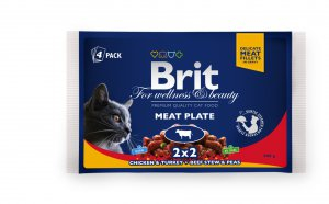Brit Premium Cat Pouches Meat  Plate 4x100g