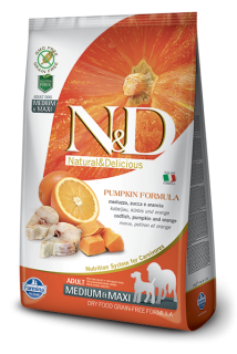 N&D Grain Free Dog Pumpkin Adult M/L Codfish & Orange 2,5kg